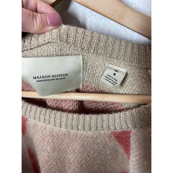 Maison Scotch & Soda Aztec Mohair Blend Tan Sweater 4=12 - Picture 5 of 8